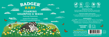 Baby Foaming Shampoo & Wash, Calming Chamomile * Badger Supplement - Conners Clinic